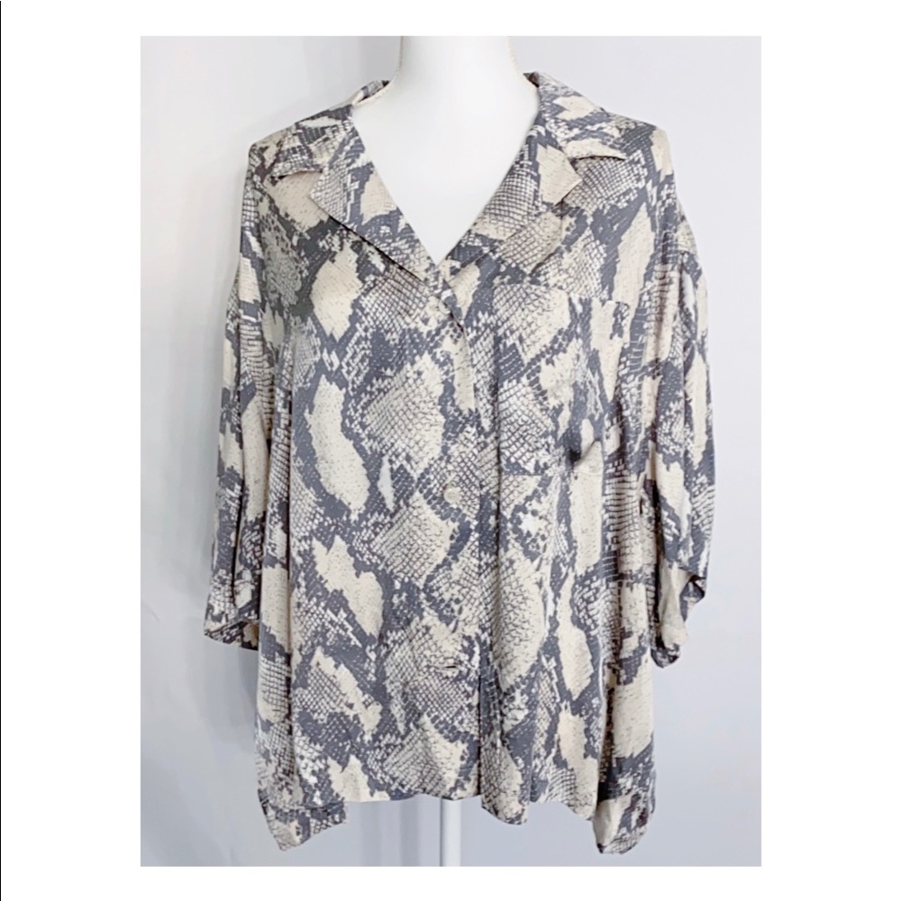 Snakeskin Button-Down Top